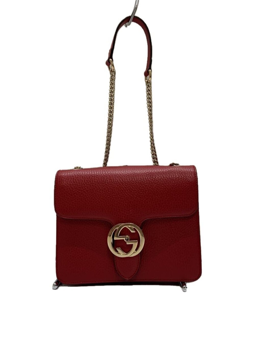 Gucci Chain Shoulder Bag Interlocking G Leather RED